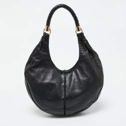 Pre Owned Yves Saint Laurent Black Leather and Suede Hobo