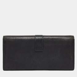 Yves Saint Laurent Black Leather Y line Continental Wallet