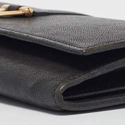 Yves Saint Laurent Black Leather Y line Continental Wallet