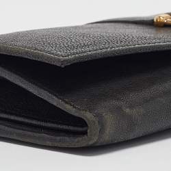 Yves Saint Laurent Black Leather Y line Continental Wallet