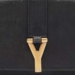 Yves Saint Laurent Black Leather Y line Continental Wallet