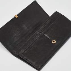 Yves Saint Laurent Black Leather Y line Continental Wallet