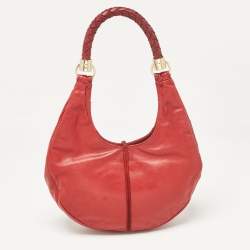Pre Owned Yves Saint Laurent Paris Red Leather and Suede Rive Gauche Tassel Hobo