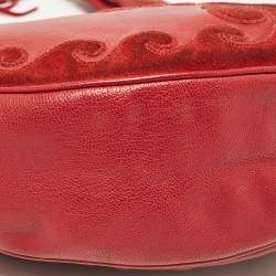 Pre Owned Yves Saint Laurent Paris Red Leather and Suede Rive Gauche Tassel Hobo