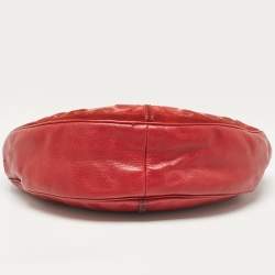 Pre Owned Yves Saint Laurent Paris Red Leather and Suede Rive Gauche Tassel Hobo