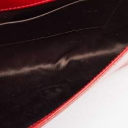 Pre Owned Yves Saint Laurent Red Patent Leather Belle De Jour Flap Clutch