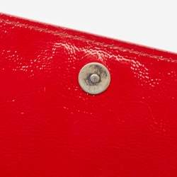 Pre Owned Yves Saint Laurent Red Patent Leather Belle De Jour Flap Clutch