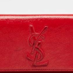 Pre Owned Yves Saint Laurent Red Patent Leather Belle De Jour Flap Clutch