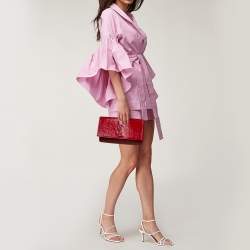 Pre Owned Yves Saint Laurent Red Patent Leather Belle De Jour Flap Clutch