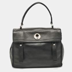 Yves Saint Laurent Black Leather Medium Muse Two Top Handle Bag
