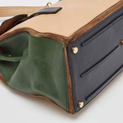Yves Saint Laurent Tricolor Leather and Suede Large Muse Two Top Handle Bag