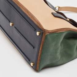 Yves Saint Laurent Tricolor Leather and Suede Large Muse Two Top Handle Bag