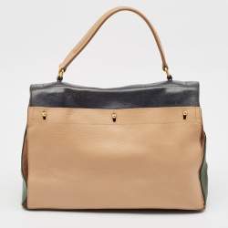 Yves Saint Laurent Tricolor Leather and Suede Large Muse Two Top Handle Bag