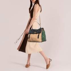 Yves Saint Laurent Tricolor Leather and Suede Large Muse Two Top Handle Bag