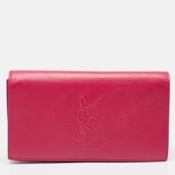 Pre Owned Yves Saint Laurent Pink Leather Belle De Jour Clutch