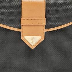 Yves Saint Laurent Black Coated Canvas and Leather Vintage Flap Top Handle Bag