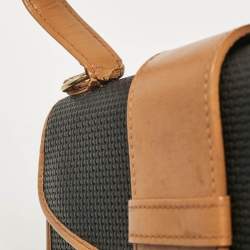 Yves Saint Laurent Black Coated Canvas and Leather Vintage Flap Top Handle Bag