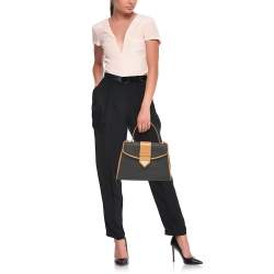 Yves Saint Laurent Black Coated Canvas and Leather Vintage Flap Top Handle Bag