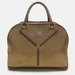 Yves Saint Laurent Gold Leather Sac 32 Tote