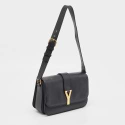 Yves Saint Laurent Black Leather Large Chyc Flap Shoulder Bag