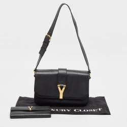 Yves Saint Laurent Black Leather Large Chyc Flap Shoulder Bag