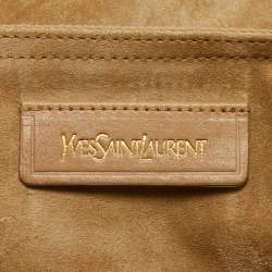 Pre Owned Yves Saint Laurent Beige Leather and Suede Studded Muse Two Satchel