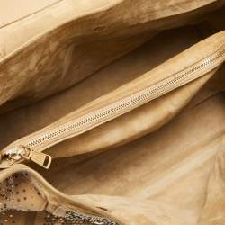 Pre Owned Yves Saint Laurent Beige Leather and Suede Studded Muse Two Satchel