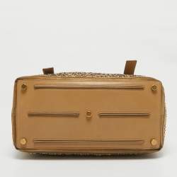 Pre Owned Yves Saint Laurent Beige Leather and Suede Studded Muse Two Satchel