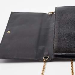 Pre Owned Yves Saint Laurent Black Patent Leather Belle De Jour Wallet On Chain