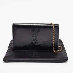 Pre Owned Yves Saint Laurent Black Patent Leather Belle De Jour Wallet On Chain