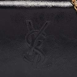 Pre Owned Yves Saint Laurent Black Patent Leather Belle De Jour Wallet On Chain
