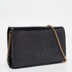 Pre Owned Yves Saint Laurent Black Patent Leather Belle De Jour Wallet On Chain
