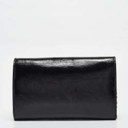 Pre Owned Yves Saint Laurent Black Patent Leather Belle De Jour Wallet On Chain