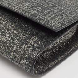 Pre Owned Yves Saint Laurent Black/Silver Shimmer Fabric Belle De Jour Clutch