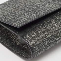 Pre Owned Yves Saint Laurent Black/Silver Shimmer Fabric Belle De Jour Clutch