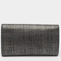 Pre Owned Yves Saint Laurent Black/Silver Shimmer Fabric Belle De Jour Clutch