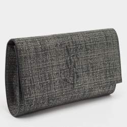 Pre Owned Yves Saint Laurent Black/Silver Shimmer Fabric Belle De Jour Clutch