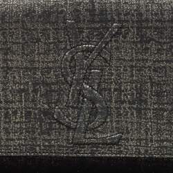 Pre Owned Yves Saint Laurent Black/Silver Shimmer Fabric Belle De Jour Clutch