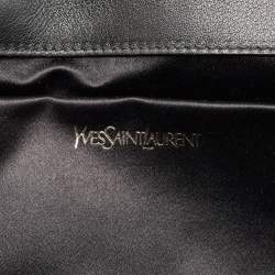 Pre Owned Yves Saint Laurent Black/Silver Shimmer Fabric Belle De Jour Clutch