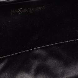 Pre Owned Yves Saint Laurent Black/Silver Shimmer Fabric Belle De Jour Clutch