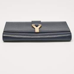 Yves Saint Laurent Navy Blue Leather Ligne Y Clutch