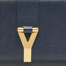 Yves Saint Laurent Navy Blue Leather Ligne Y Clutch