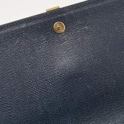 Yves Saint Laurent Navy Blue Leather Ligne Y Clutch