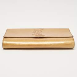Pre Owned Yves Saint Laurent Gold Patent Leather Belle De Jour Clutch