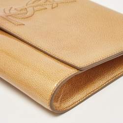 Pre Owned Yves Saint Laurent Gold Patent Leather Belle De Jour Clutch