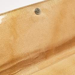 Pre Owned Yves Saint Laurent Gold Patent Leather Belle De Jour Clutch