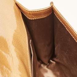 Pre Owned Yves Saint Laurent Gold Patent Leather Belle De Jour Clutch