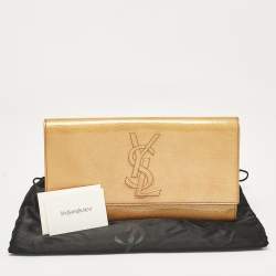 Pre Owned Yves Saint Laurent Gold Patent Leather Belle De Jour Clutch