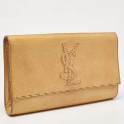Pre Owned Yves Saint Laurent Gold Patent Leather Belle De Jour Clutch