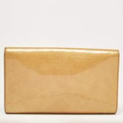 Pre Owned Yves Saint Laurent Gold Patent Leather Belle De Jour Clutch